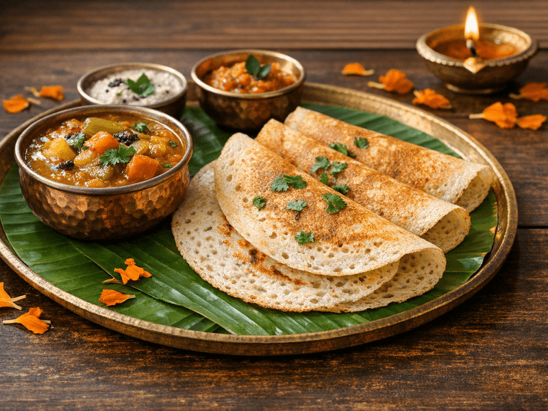 Kerala Dosa with Vegetable Sambar