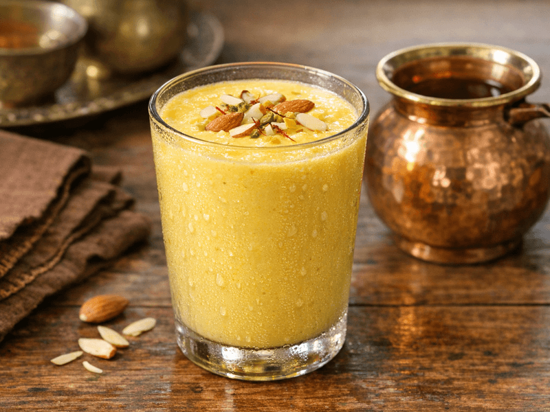 Mango Milkshake with Almonds
