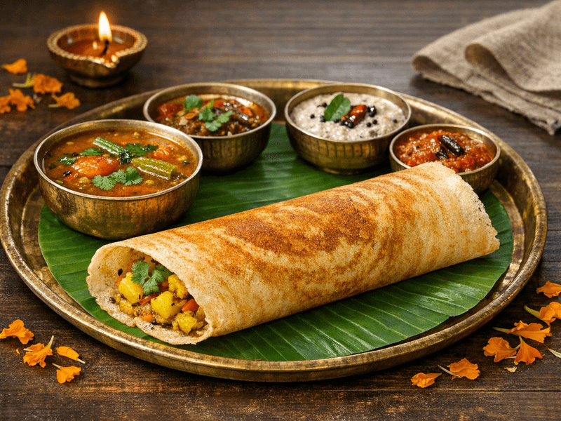 Masala Dosa with Sambhar
