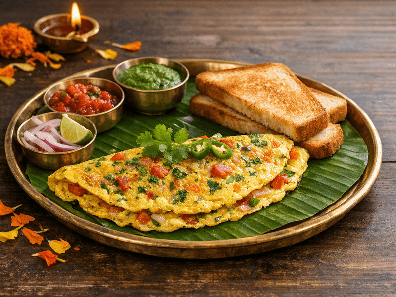 Masala Omelet with Toast