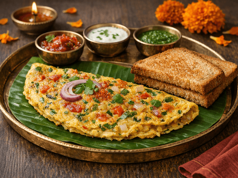 Masala Omelette with Brown Bread Toast