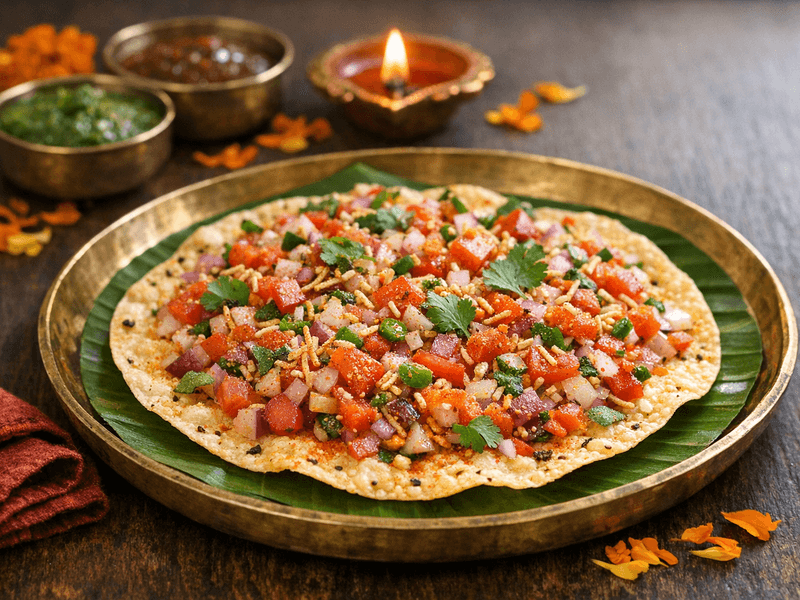 Masala Papad with Onion and Tomato