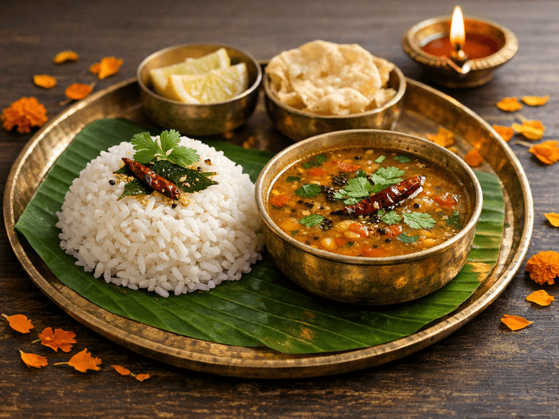 Mixed Dal Rasam with Rice