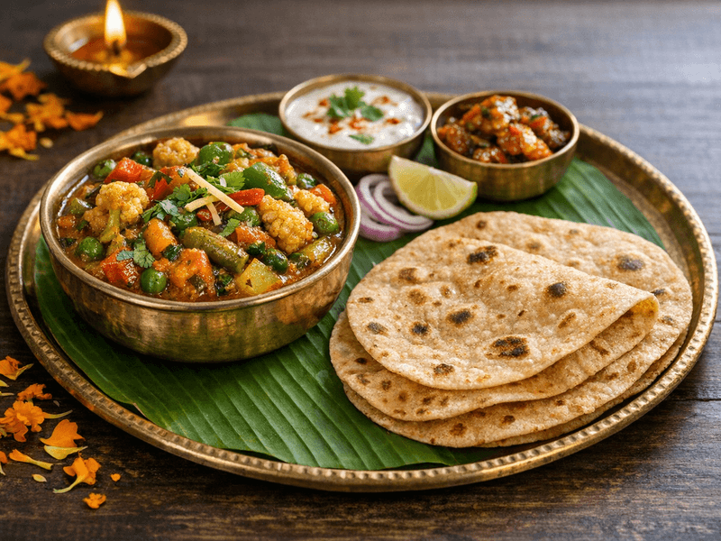 Mixed Vegetable Curry with 2 Chapatis