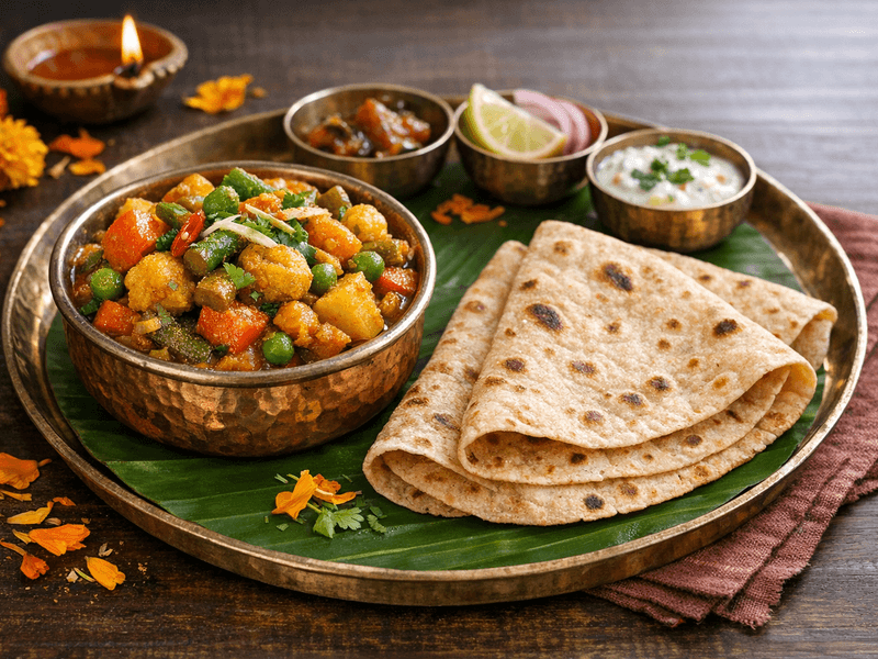 Mixed Vegetable Curry with Chapati