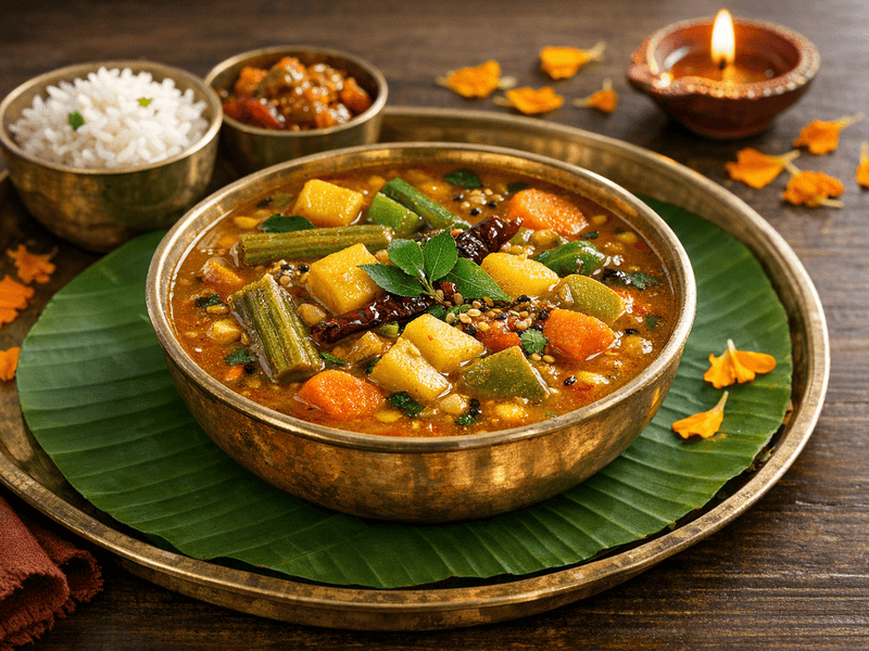 Mixed Vegetable Sambar with Mango