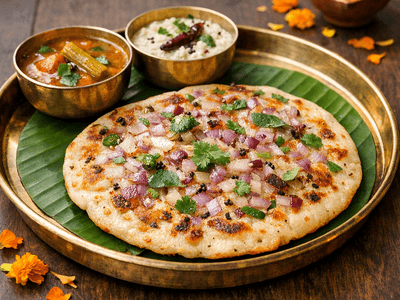Onion Uttapam with Sambhar