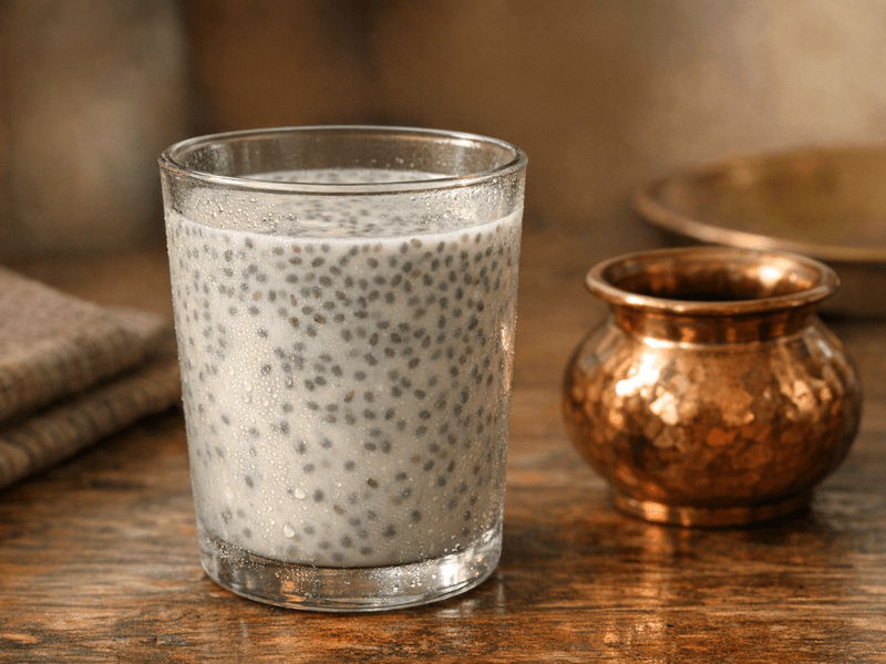 Overnight Soaked Chia Seeds with Almond Milk