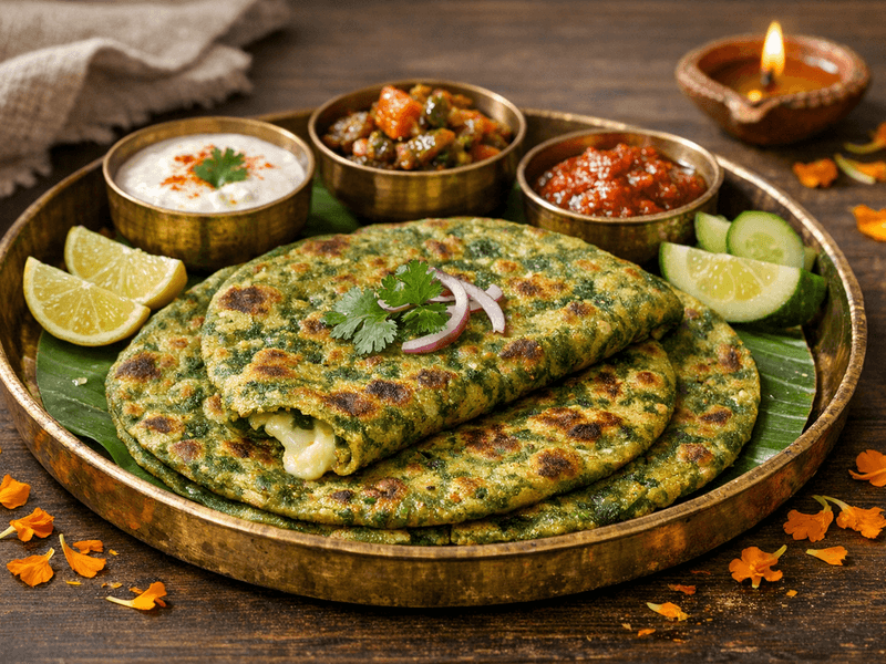Palak Cheese Paratha