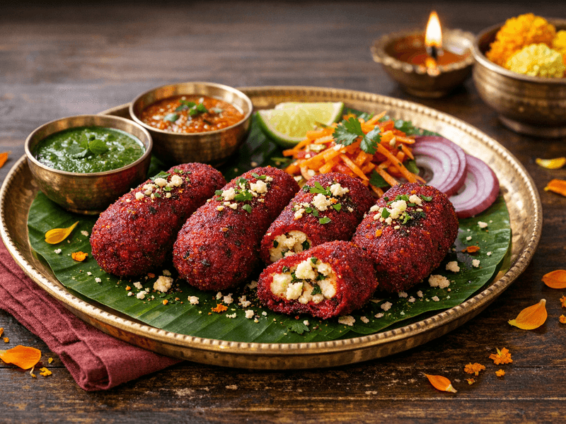 Paneer and Beetroot Croquette