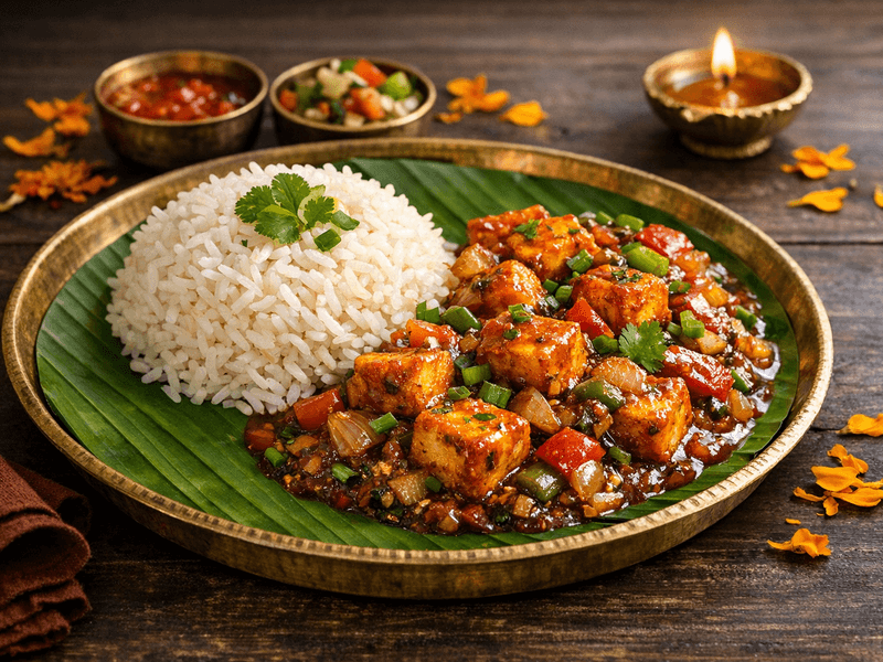 Paneer Manchurian with Rice