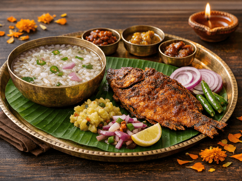 Panta Bhat with Fried Fish