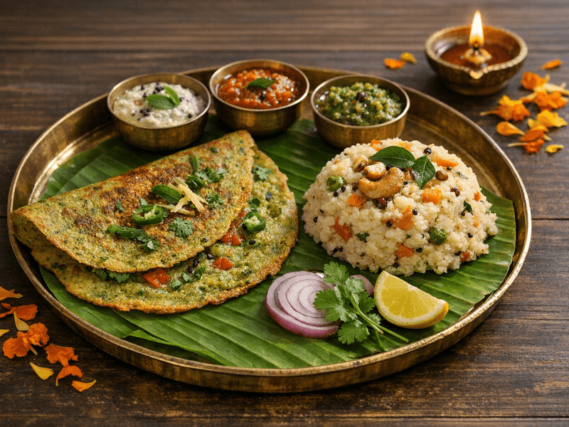 Pesarattu with Upma