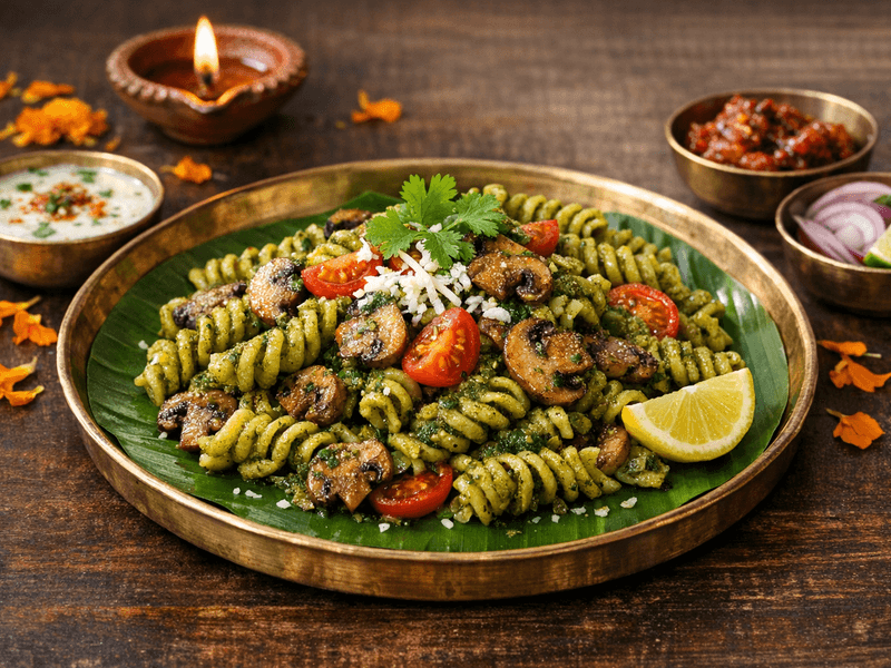 Pesto Mushroom Fusilli