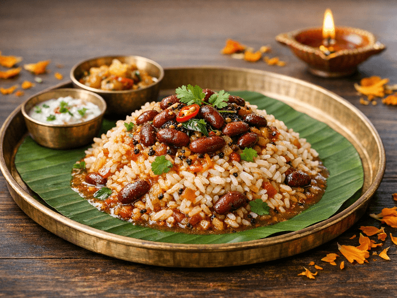 Rasam Rice with Kidney Beans