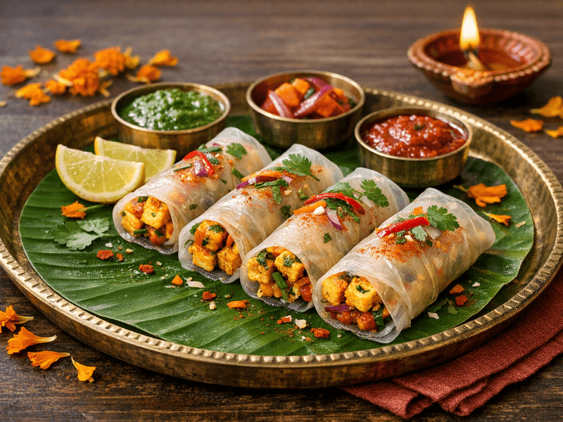 Rice Paper Wrap with Paneer