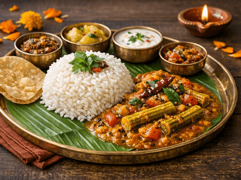 Rice with Drumstick Sambar