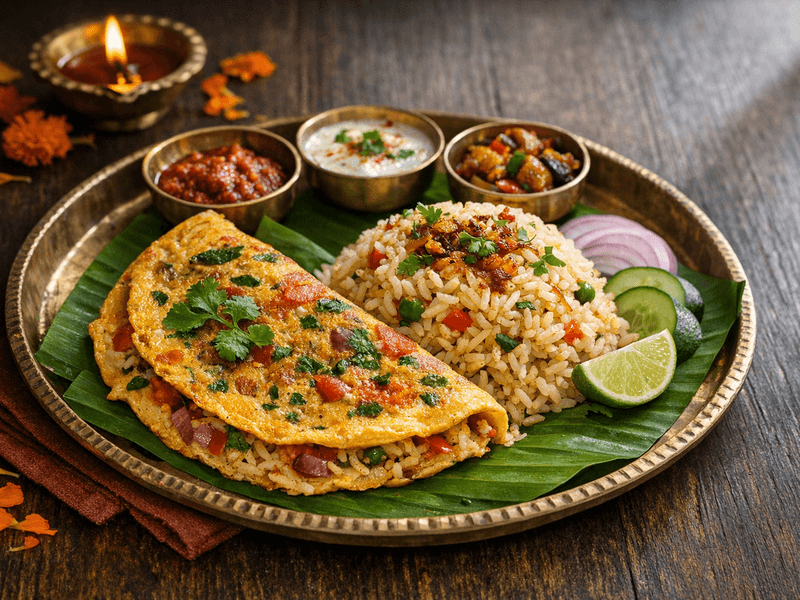 Rice with Masala Omelette