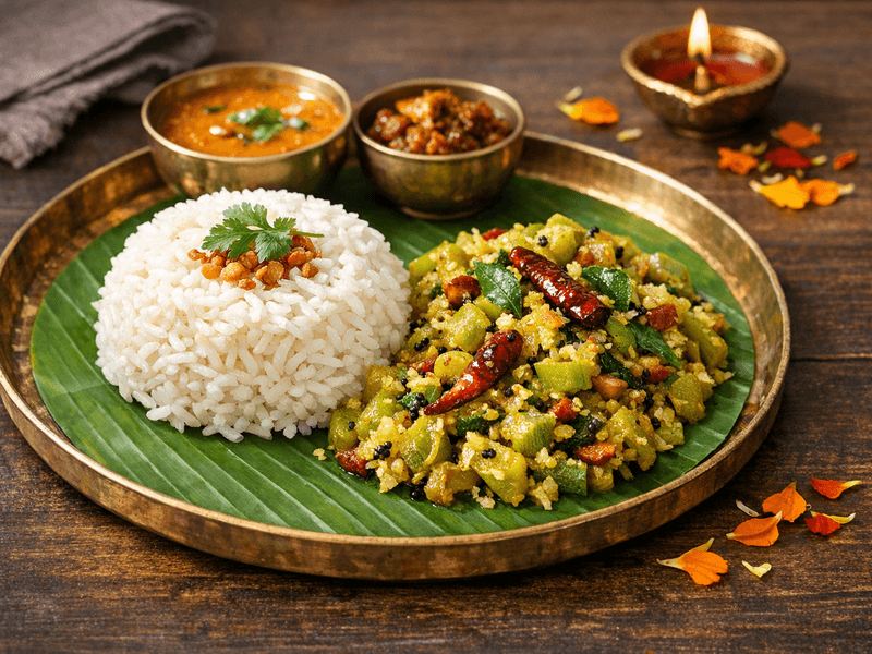 Rice with Snake Gourd Poriyal