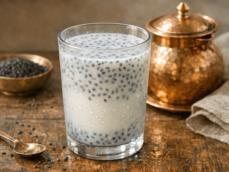 Sabja Seeds with Milk