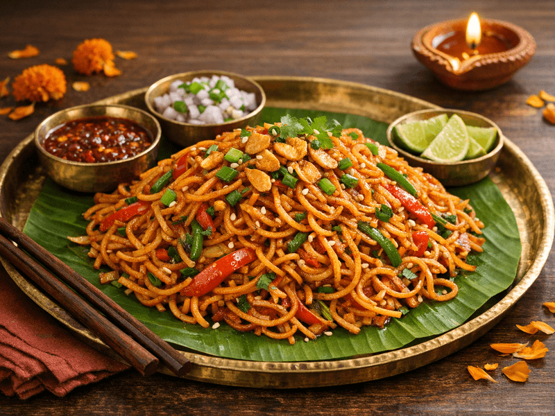 Schezwan Garlic Fried Noodles