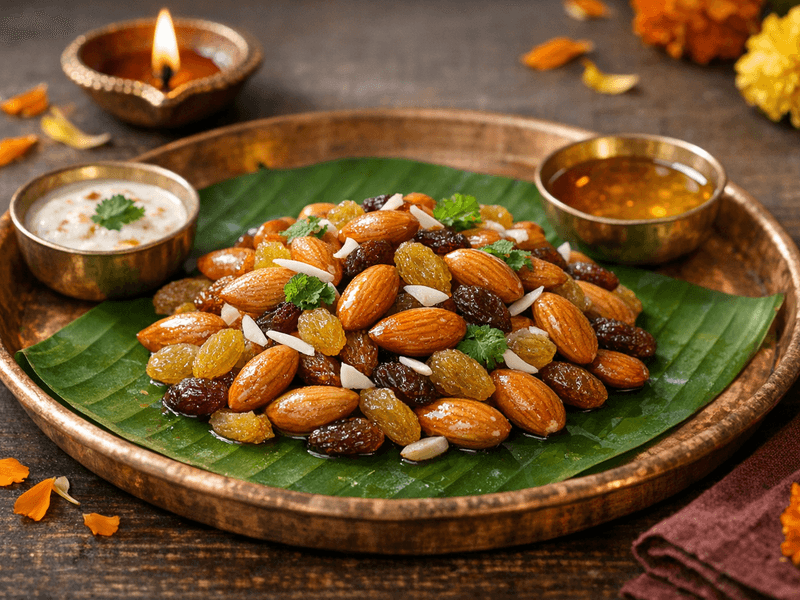 Soaked Almonds with Raisins