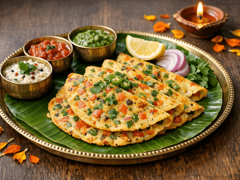Sooji Chila with Mixed Vegetables