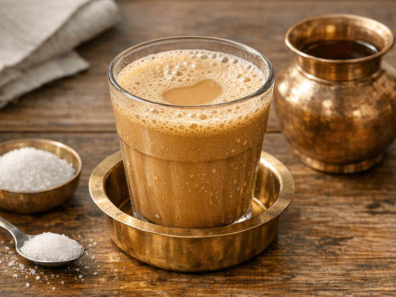 South Indian Filter Coffee with Milk and 1 Spoon Sugar