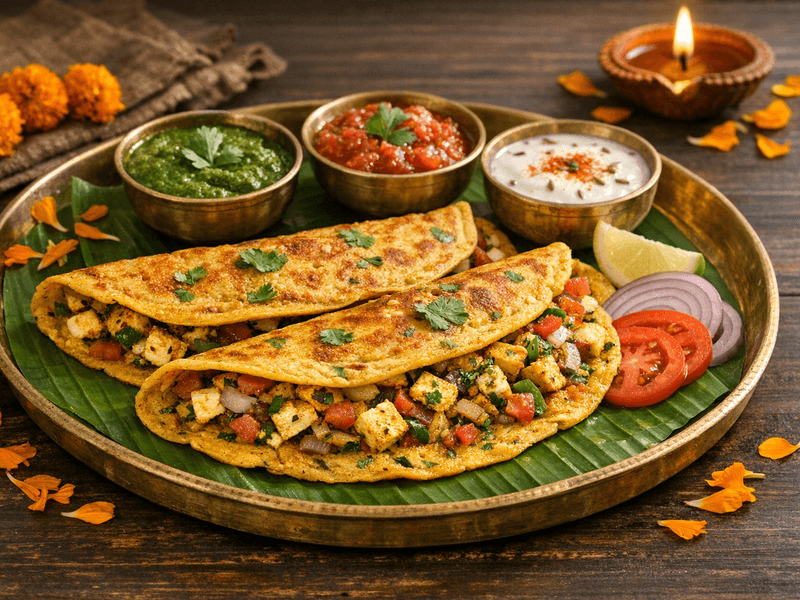 Soya Besan Chilla with Paneer