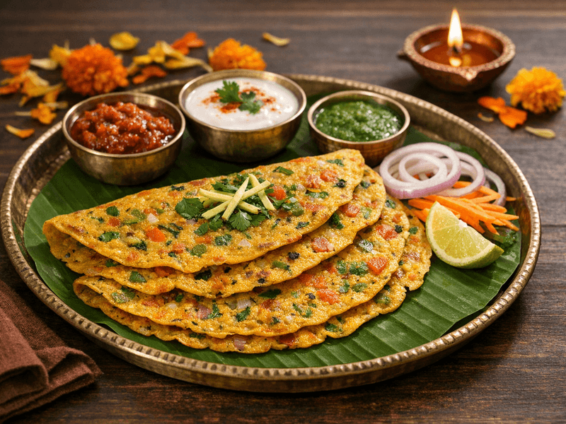 Soya Besan Chilla with Vegetables