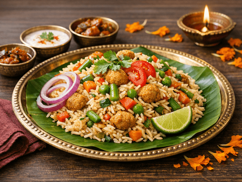 Soybean and Vegetable Pulao