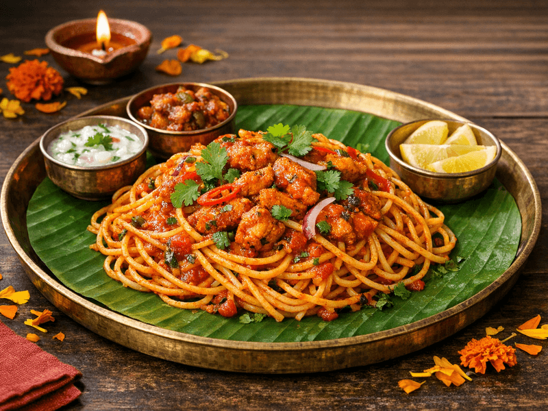 Spaghetti with Chicken and Tomato Sauce