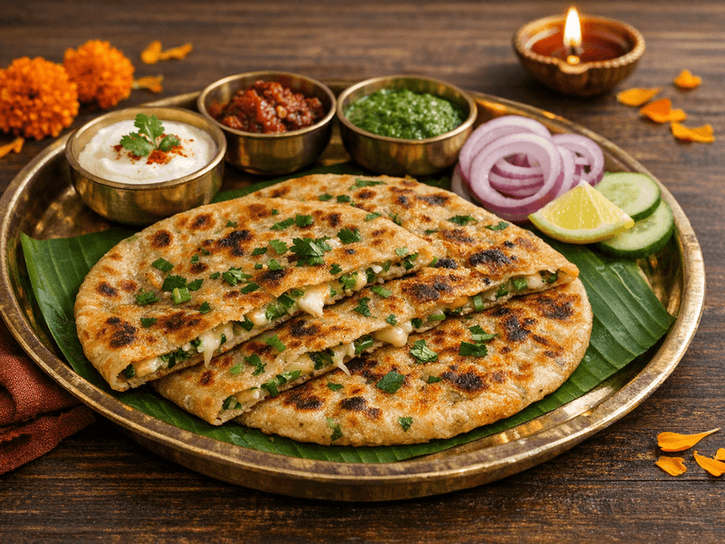 Spring Onion and Cheese Paratha