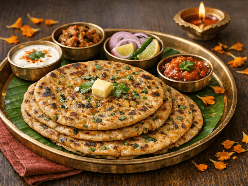 Spring Onion and Potato Paratha