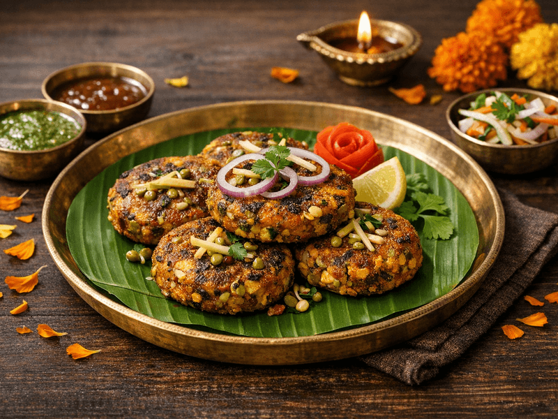 Sprouted Moong and Paneer Tikki