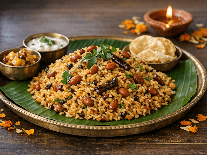 Tamarind Rice with Peanuts