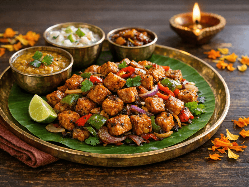 Tempeh Cubes Stir Fry