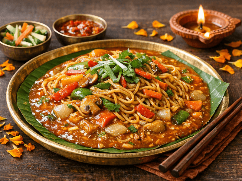 Veg Chowmein with Gravy