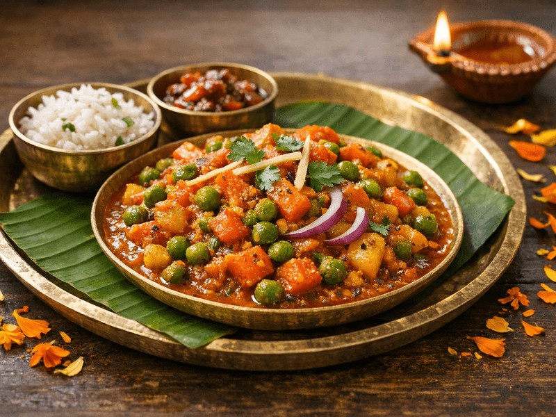 Vegetable Curry with Peas and Carrot