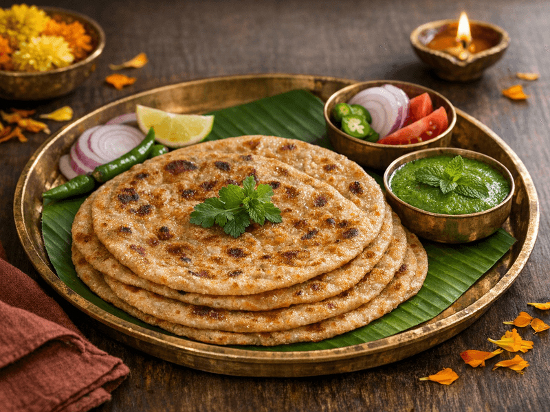 Wheat Paratha with Mint Chutney