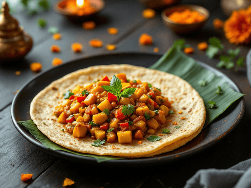 Wheat Roti with Vegetable Curry