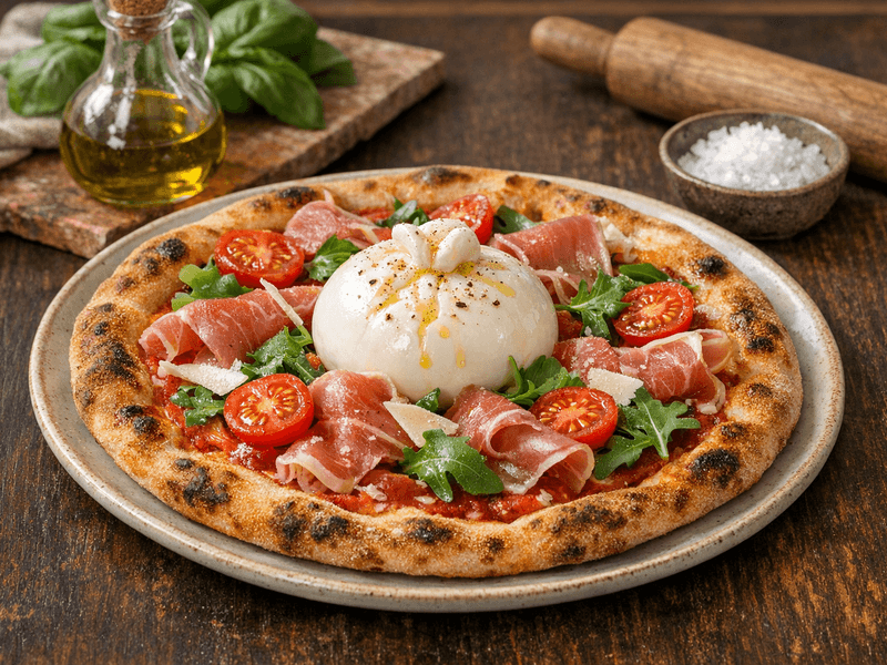 Pizza Crudo e Burrata