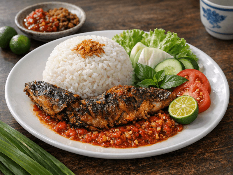 Catfish Penyet with Rice