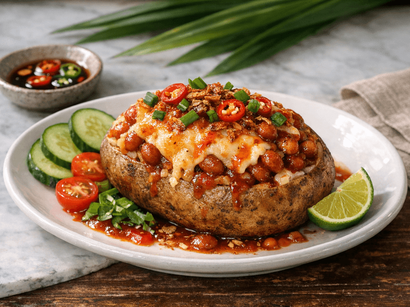 Cheese and Bean Stuffed Potato