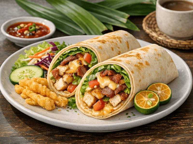 Wrap Ayam Caesar dengan Keju