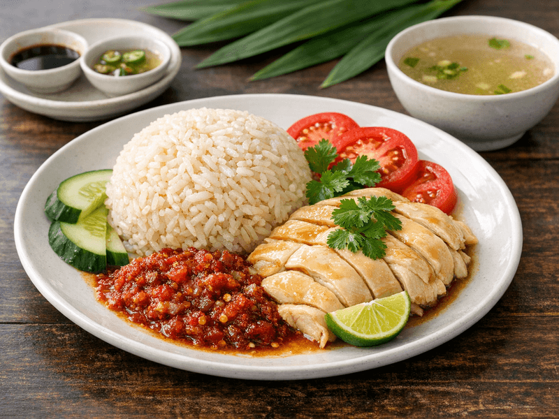 Chicken Rice with Spicy Sambal