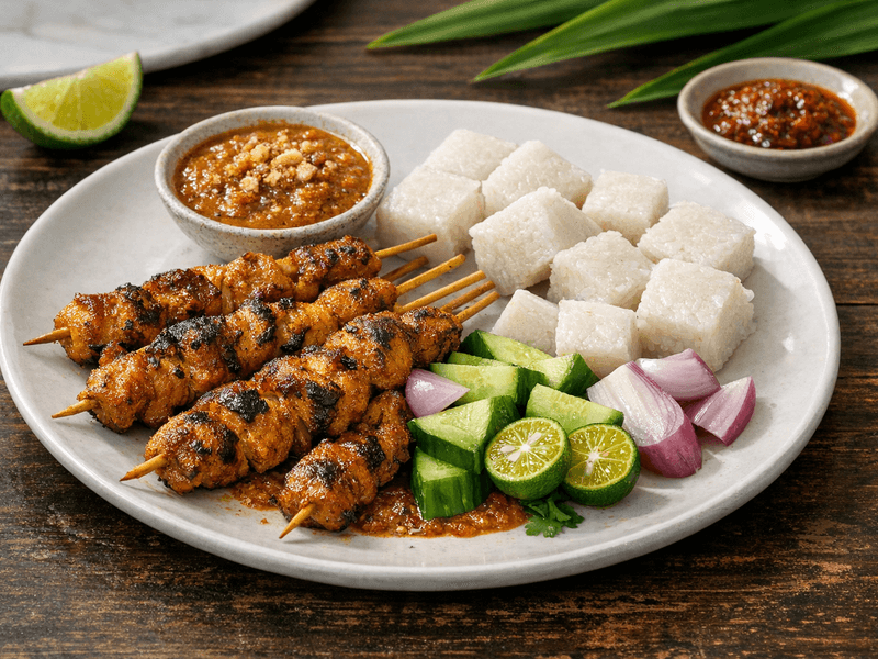 Satay Ayam dengan Kek Beras
