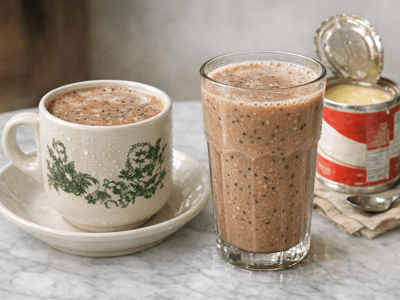 Minuman Protein Coklat Pisang dengan Biji Chia