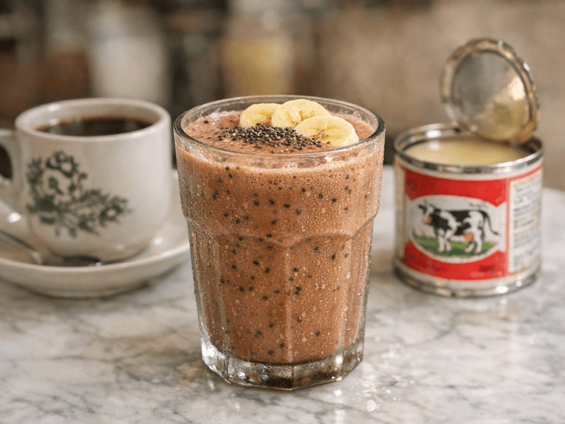 Protein Shake Coklat dengan Pisang dan Chia