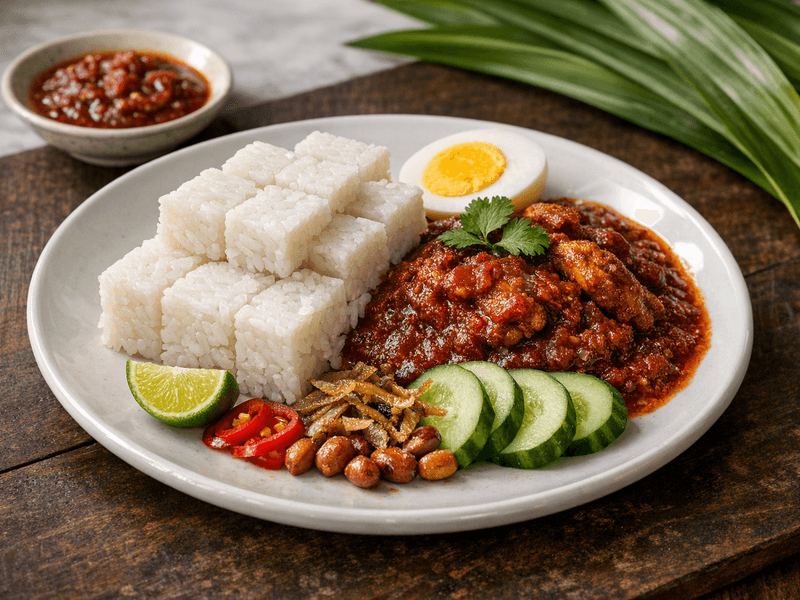 Compressed Rice with Sambal